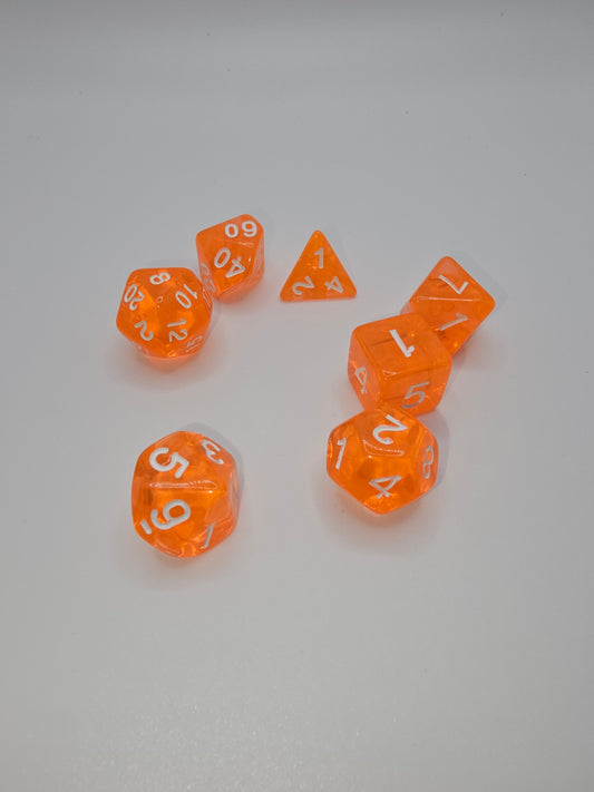 Kel loves orange soda 7pc Dice Set.