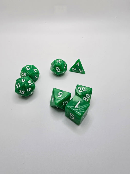 Green envy 7pc Dice Set.