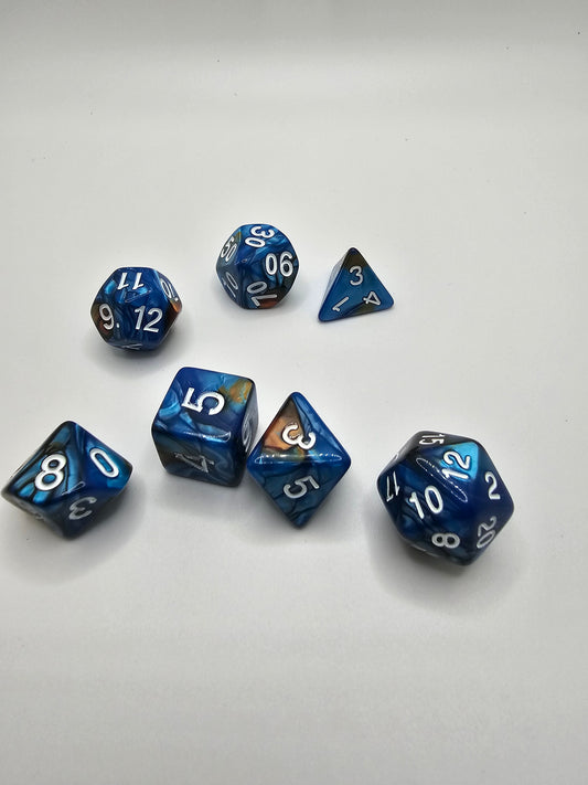 Baby Blue Eyes 7pc Dice Set.