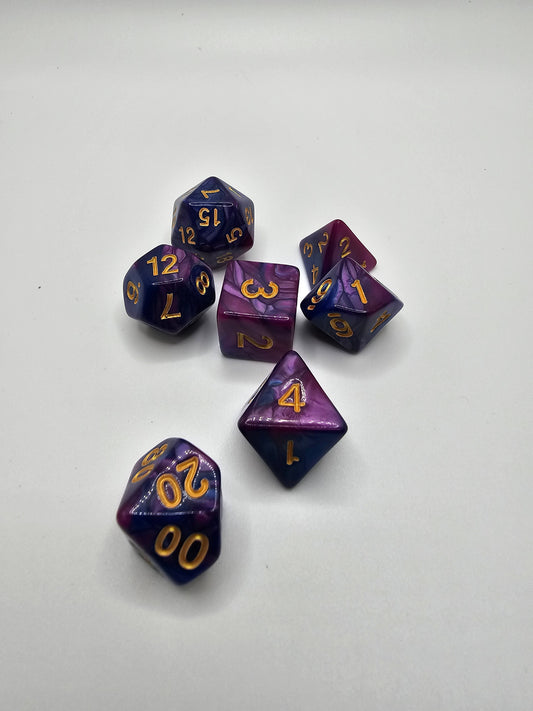 Purple Rain 7pc Dice Set.