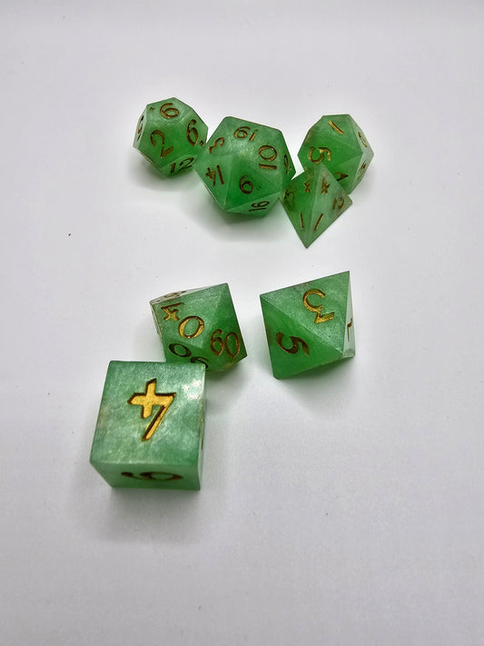 Mystic Green 7pc Dice Set.