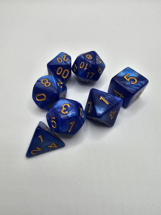 Neptune marble 7pc Dice Set.